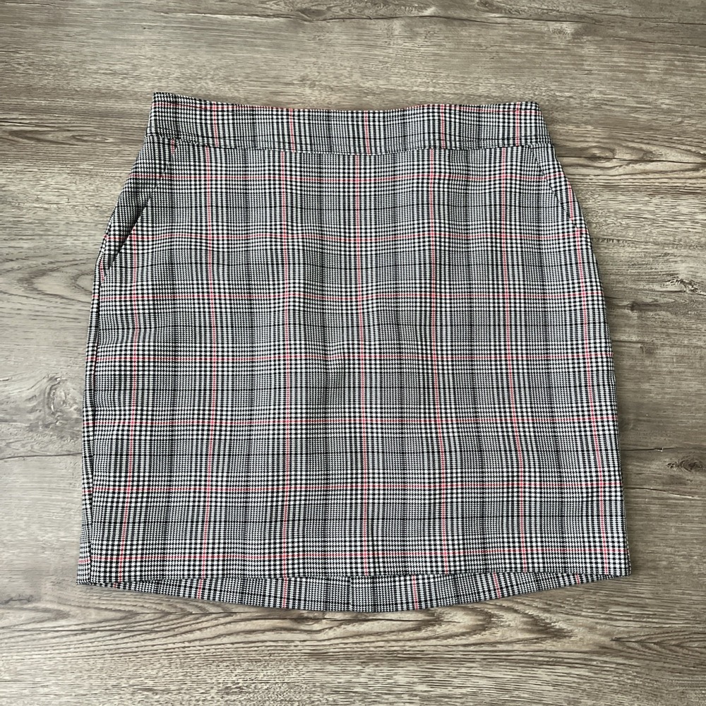 NWT Gap Glen Plaid Mini Skirt Womens 8 Black Red High Waist Academic Career